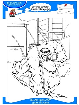 Çocuklar İçin Hulk Boyama Sayfaları 